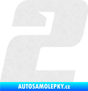 Samolepka Startovní číslo 2 typ 6 Ultra Metalic bílá