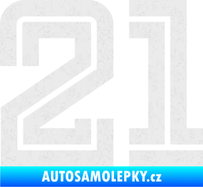 Samolepka Startovní číslo 21 typ 7 Ultra Metalic bílá