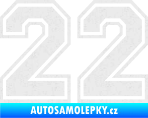 Samolepka Startovní číslo 22 typ 4 Ultra Metalic bílá