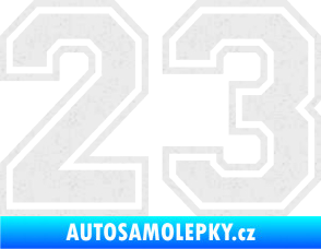 Samolepka Startovní číslo 23 typ 4 Ultra Metalic bílá