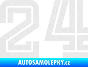 Samolepka Startovní číslo 24 typ 7 Ultra Metalic bílá