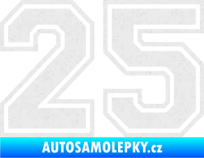 Samolepka Startovní číslo 25 typ 4 Ultra Metalic bílá