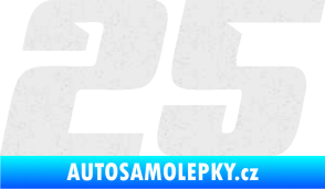 Samolepka Startovní číslo 25 typ 6 Ultra Metalic bílá