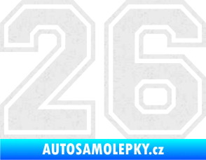 Samolepka Startovní číslo 26 typ 4 Ultra Metalic bílá