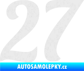 Samolepka Startovní číslo 27 typ 3 Ultra Metalic bílá