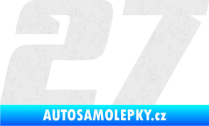 Samolepka Startovní číslo 27 typ 6 Ultra Metalic bílá
