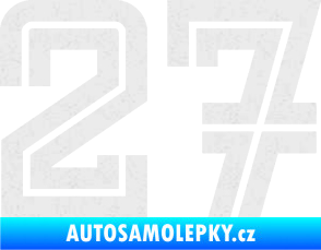 Samolepka Startovní číslo 27 typ 7 Ultra Metalic bílá