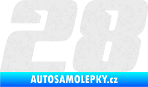 Samolepka Startovní číslo 28 typ 6 Ultra Metalic bílá