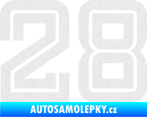 Samolepka Startovní číslo 28 typ 7 Ultra Metalic bílá