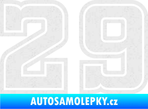 Samolepka Startovní číslo 29 typ 5 Ultra Metalic bílá