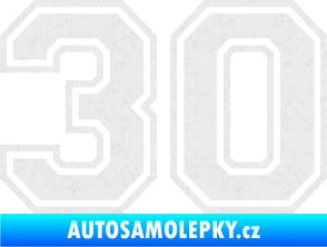 Samolepka Startovní číslo 30 typ 4 Ultra Metalic bílá