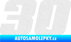 Samolepka Startovní číslo 30 typ 6 Ultra Metalic bílá