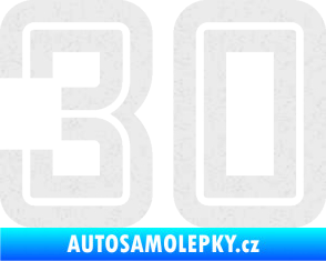 Samolepka Startovní číslo 30 typ 7 Ultra Metalic bílá