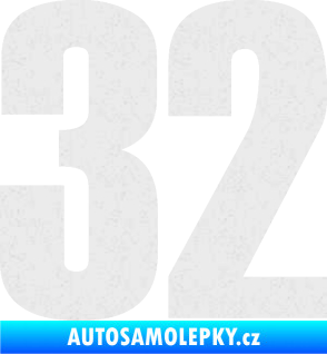 Samolepka Startovní číslo 32 typ 2     Ultra Metalic bílá