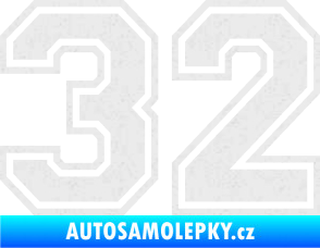 Samolepka Startovní číslo 32 typ 4 Ultra Metalic bílá