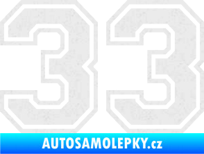 Samolepka Startovní číslo 33 typ 4 Ultra Metalic bílá