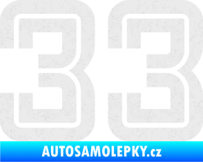 Samolepka Startovní číslo 33 typ 7 Ultra Metalic bílá