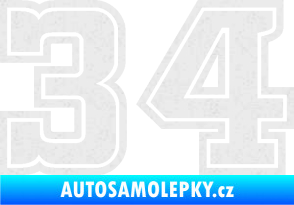 Samolepka Startovní číslo 34 typ 5 Ultra Metalic bílá