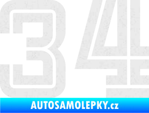Samolepka Startovní číslo 34 typ 7 Ultra Metalic bílá