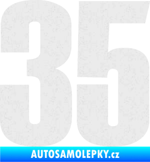 Samolepka Startovní číslo 35 typ 2  Ultra Metalic bílá