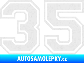 Samolepka Startovní číslo 35 typ 4 Ultra Metalic bílá