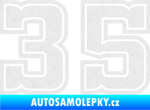 Samolepka Startovní číslo 35 typ 5 Ultra Metalic bílá