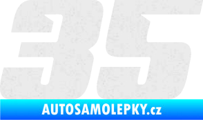 Samolepka Startovní číslo 35 typ 6 Ultra Metalic bílá