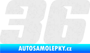 Samolepka Startovní číslo 36 typ 6 Ultra Metalic bílá