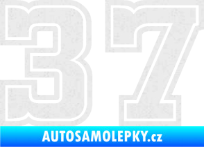 Samolepka Startovní číslo 37 typ 5 Ultra Metalic bílá