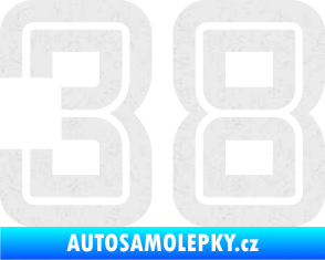 Samolepka Startovní číslo 38 typ 7 Ultra Metalic bílá