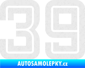 Samolepka Startovní číslo 39 typ 7 Ultra Metalic bílá
