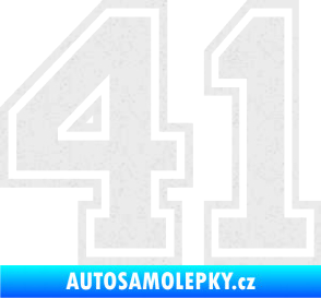 Samolepka Startovní číslo 41 typ 4 Ultra Metalic bílá