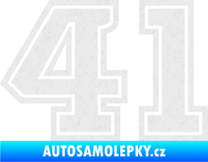 Samolepka Startovní číslo 41 typ 5 Ultra Metalic bílá
