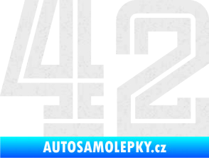 Samolepka Startovní číslo 42 typ 7 Ultra Metalic bílá