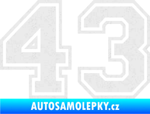 Samolepka Startovní číslo 43 typ 4 Ultra Metalic bílá