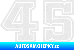 Samolepka Startovní číslo 45 typ 5 Ultra Metalic bílá