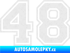 Samolepka Startovní číslo 48 typ 4 Ultra Metalic bílá