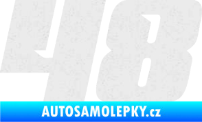 Samolepka Startovní číslo 48 typ 6 Ultra Metalic bílá