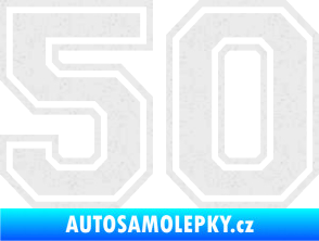 Samolepka Startovní číslo 50 typ 4 Ultra Metalic bílá