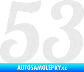 Samolepka Startovní číslo 53 typ 3 Ultra Metalic bílá