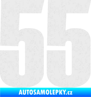 Samolepka Startovní číslo 55 typ 2   Ultra Metalic bílá