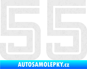 Samolepka Startovní číslo 55 typ 7 Ultra Metalic bílá