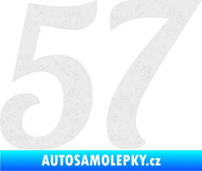 Samolepka Startovní číslo 57 typ 3 Ultra Metalic bílá