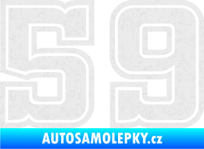 Samolepka Startovní číslo 59 typ 5 Ultra Metalic bílá