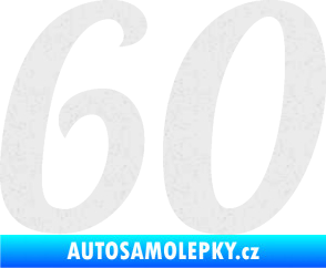 Samolepka Startovní číslo 60 typ 3 Ultra Metalic bílá