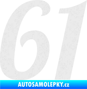 Samolepka Startovní číslo 61 typ 3 Ultra Metalic bílá