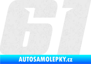 Samolepka Startovní číslo 61 typ 6 Ultra Metalic bílá
