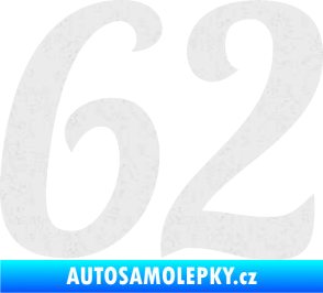 Samolepka Startovní číslo 62 typ 3 Ultra Metalic bílá