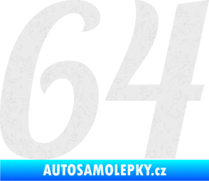 Samolepka Startovní číslo 64 typ 3 Ultra Metalic bílá
