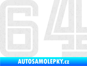 Samolepka Startovní číslo 64 typ 7 Ultra Metalic bílá